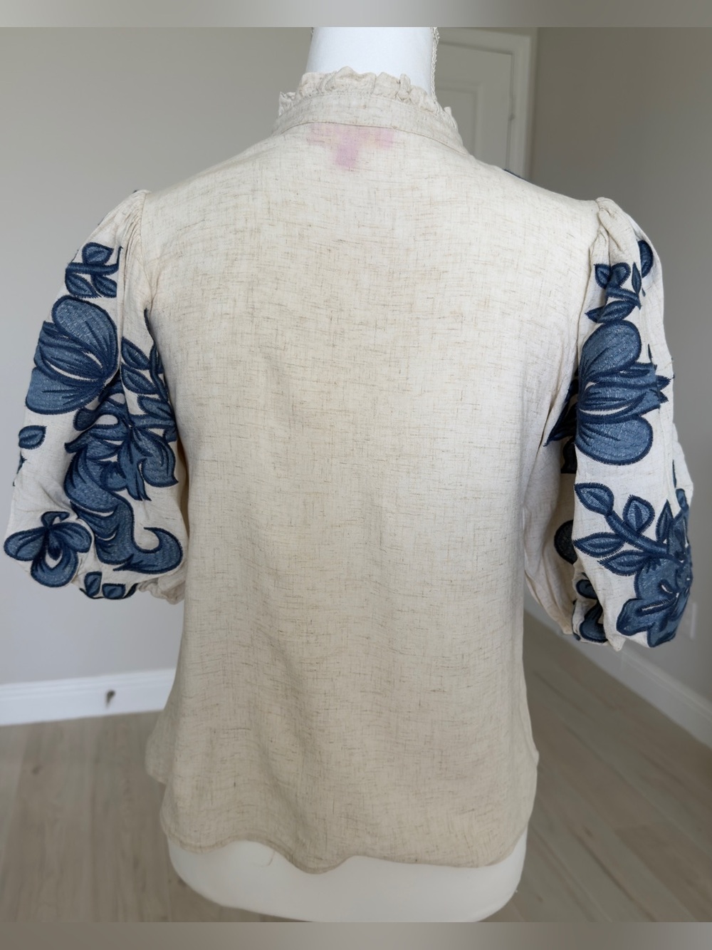 THML Cream Blouse with Navy Floral Embroidery - Picture 2 of 4
